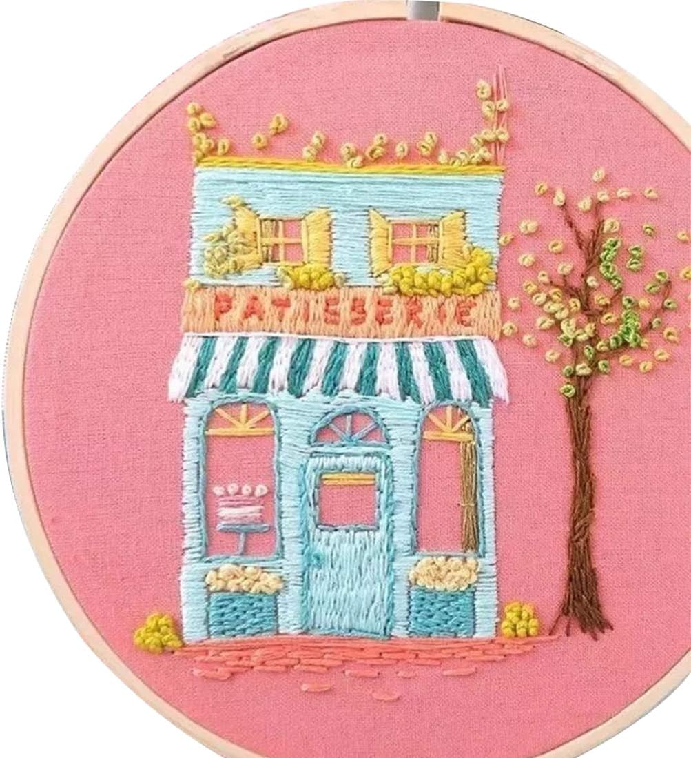 PARIO Cross Stitch Kit with Pattern Template Embroidery Hoop Handcraft Knitting Kit Yarn Set for Kids, Adults, Beginners, Starter
