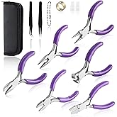 SPEEDWOX 6pc Mini Jewelry Pliers Set - Double Nose (Round, Long), Flat Jaw, End Cutting, Diagonal & Bent Nose Pliers, Jump Ring Opener