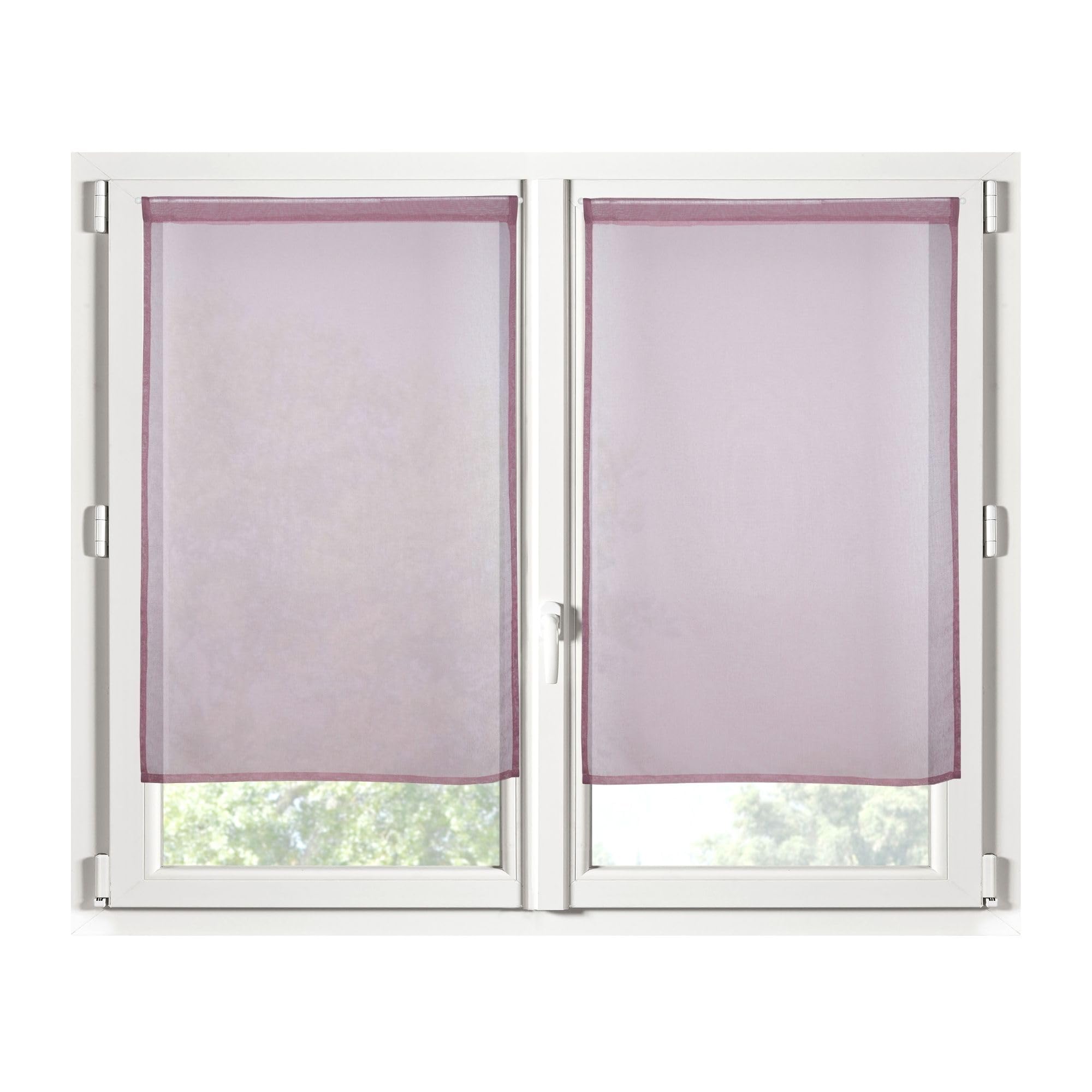 STOF - Pair of Half Curtains - Size 70 x 200 cm - 100% Polyester - Blush Colour - Monna Model - Glazing - Privacy and Transparency - Plain