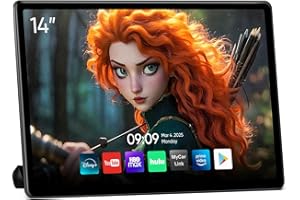 AINAVIGO 14inch Android Portable Car TV Headrest Monitor Tablet for Cars Back seat Support Phone Wireless mirroring Touchscreen with WiFi/Bluetooth/HDMI/USB/Video Player 4+64G 1pc