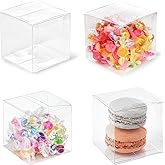 HOUPOUSEN Clear Boxes for Treats,25 Pack 3x3x3 Inch Clear Favor Boxes for Weddings, Baby Shower and Birthday - Transparent Treat, Bakery and Dessert Boxes