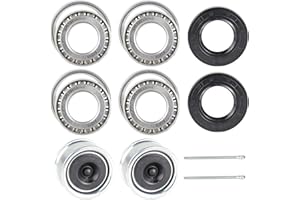 KABOBEARING 2 Set Fits 25mm Axles Trailer Wheel Hub Bearings Kit，30205 Bearings,TC Seal 30x52x10mm，Equipped with Rubber Plug Dust Cover and Cotter Pin，Bearing Size 25x52x16.25mm.