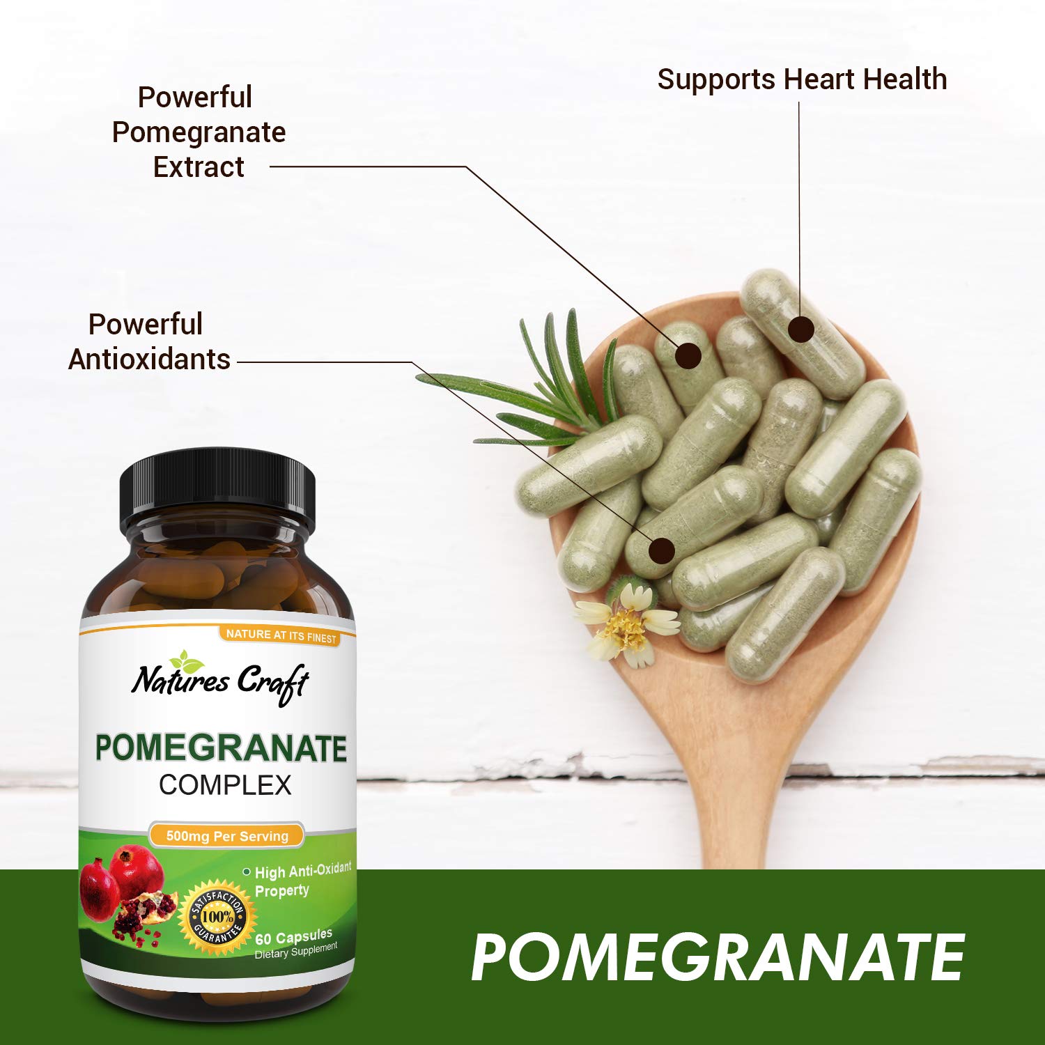 Galleon Natural & Pure Pomegranate Supplement For Women & Men Powerful Antioxidant Pills