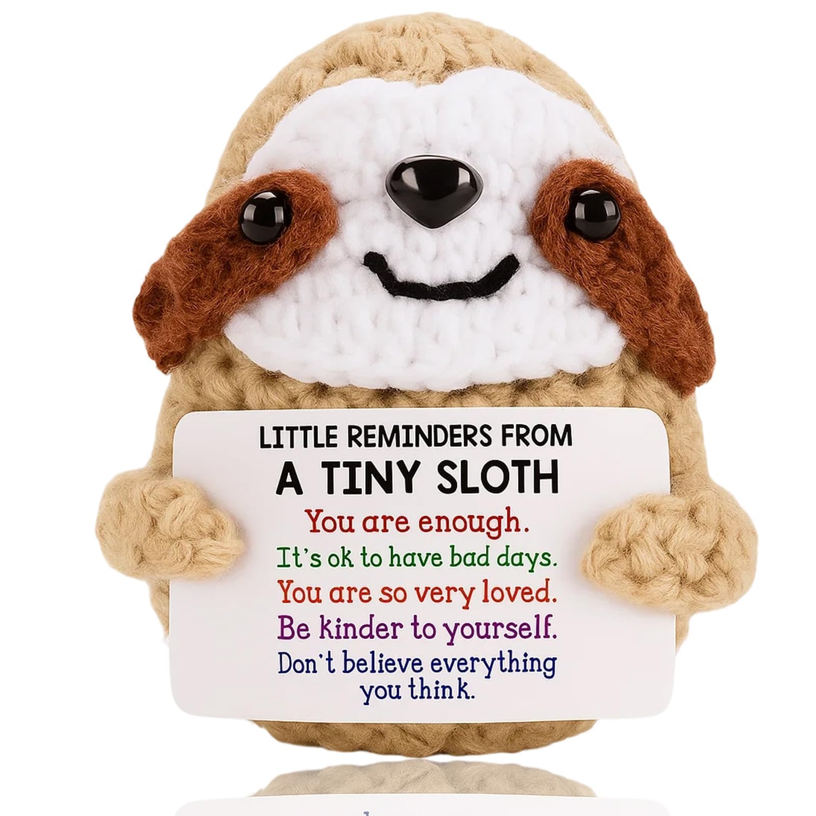 Sloth Gifts, Emotional Support Crochet Affirmation Funny Plush Gift, Positive Crochet Animals, Handmade Knitted Sloth for Women, Desk Decor, Unique Gift for Birthday Graduation, Christmas and New Year