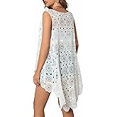 Women's Crochet Lace Vest Boho Sleeveless Kimono Irregular Hem Cardigan