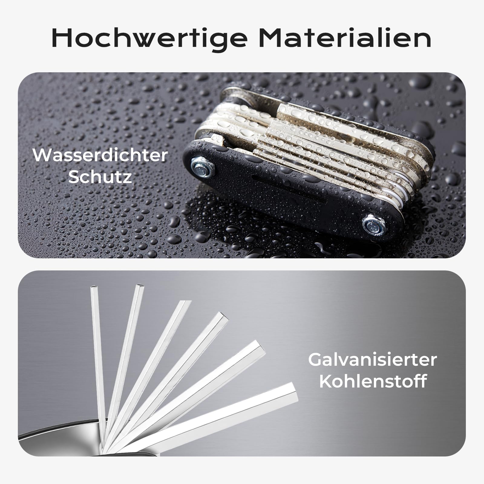 Fahrrad Reparaturset | Fahrrad Zubehör | Fahrrad Multitool 16-in-1 | Fahrrad Flickzeug Set für unterwegs | Faltbares Fahrrad Reparaturset aus Stahl | Kompakt & Leicht | Schwarz 4