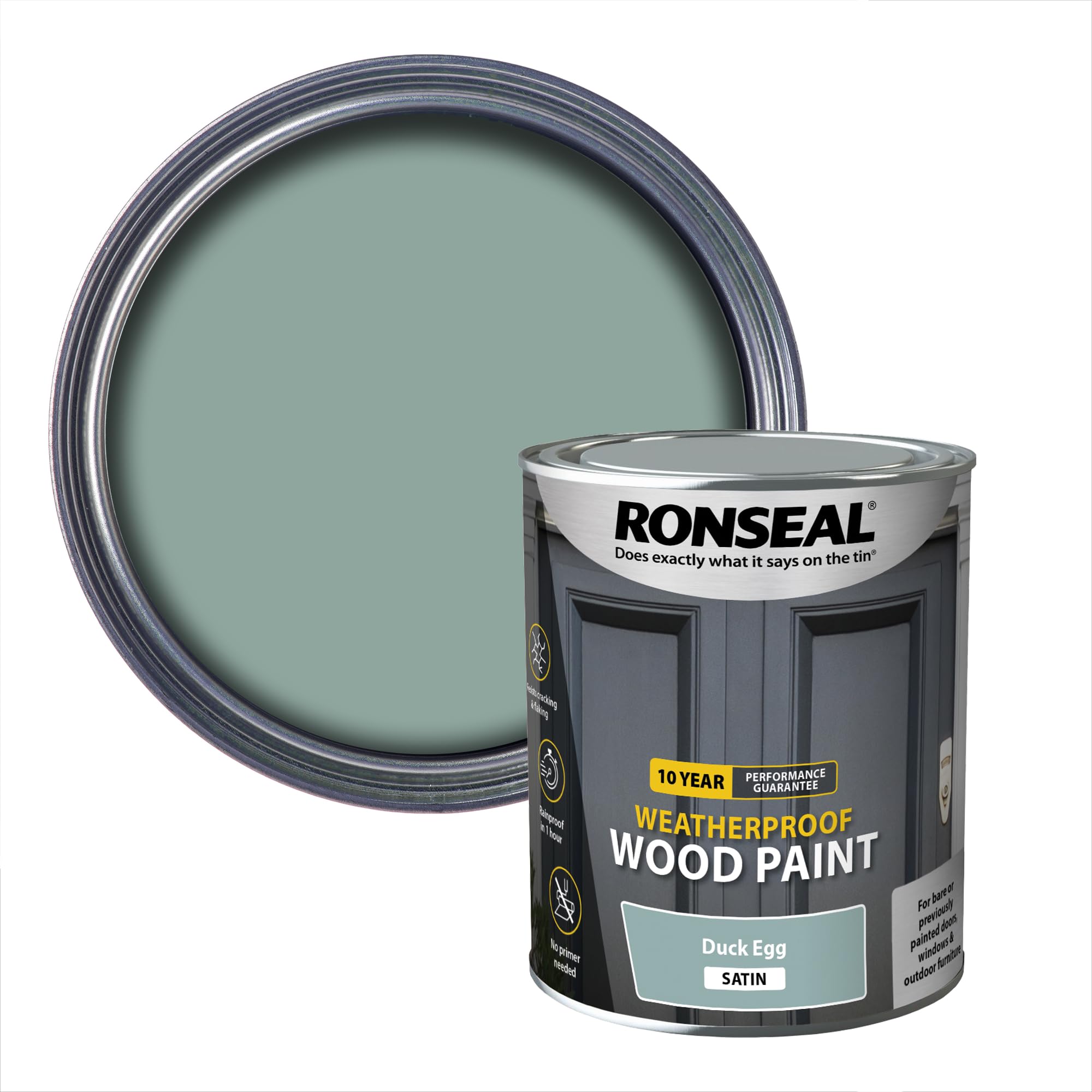 Ronseal 38792 10 Year Weatherproof Paint, Duck Egg Blue, 750ml