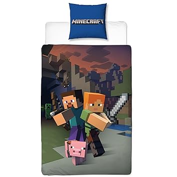 MINECRAFT Bettwäsche Kinderbettwäsche Jugendbettwäsche · TIME TO PLAY · Wende Motiv · 2 teilig · Kissenbezug 80x80 + Bettbezu