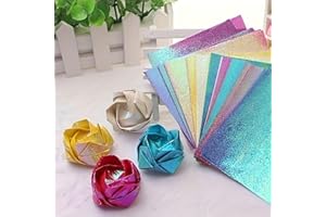 50 Pcs Mixed Color Shiny Origami Paper Set, Square Folding Paper for DIY Crafts and Handmade Projects
