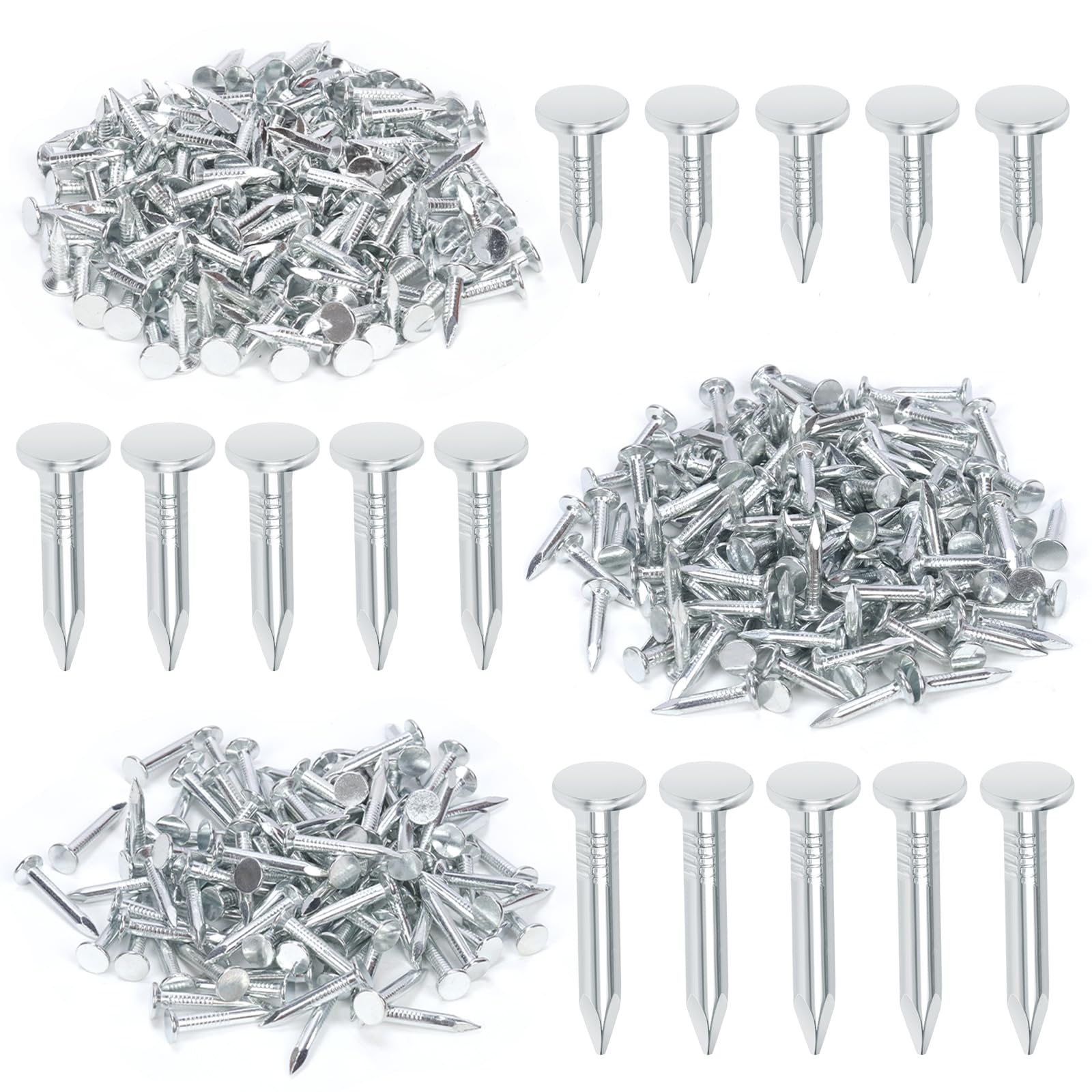 Keadic 400Pcs 3/4" 1" 1-1/4" Galvanized Roofing Felt Nails Assortment Set, 20/25/30mm Broad Head Pins House Hardware Nail for Roofing Felt Insulation (3/4" & 1" & 1-1/4")