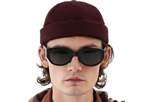 UNDERCONTROL Vintage Brimless Sailor Fisherman Leon Hat Miki Skull Docker Leather Strap Beanie Cap for Men & Women Korea