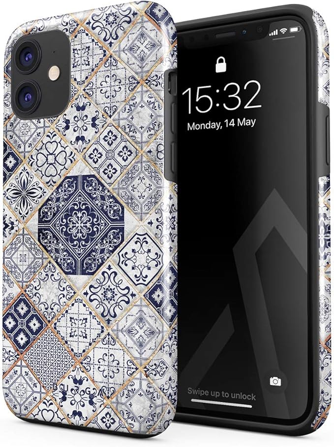 BURGA Phone Case Compatible With iPhone 11 White Gold Marble Blue