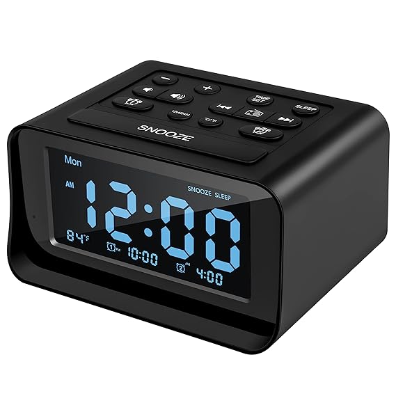 Acsonwin Digital Alarm Clock Radio, Small Clock for Bedroom/Kids/Teens
