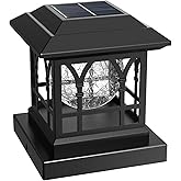 AEYANZZ Fence Post Solar Lights, Crackle Glass Solar Post Cap Lights, 20 Lumens, Warm White & RGB Automatic Cycling 2 Modes f