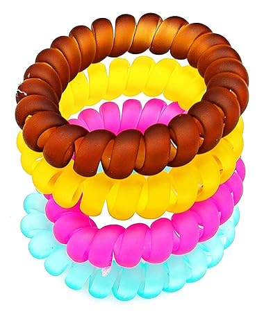 Buy Trendy Clubtransparent Matte Multi Colour Spiral Hair Rubber