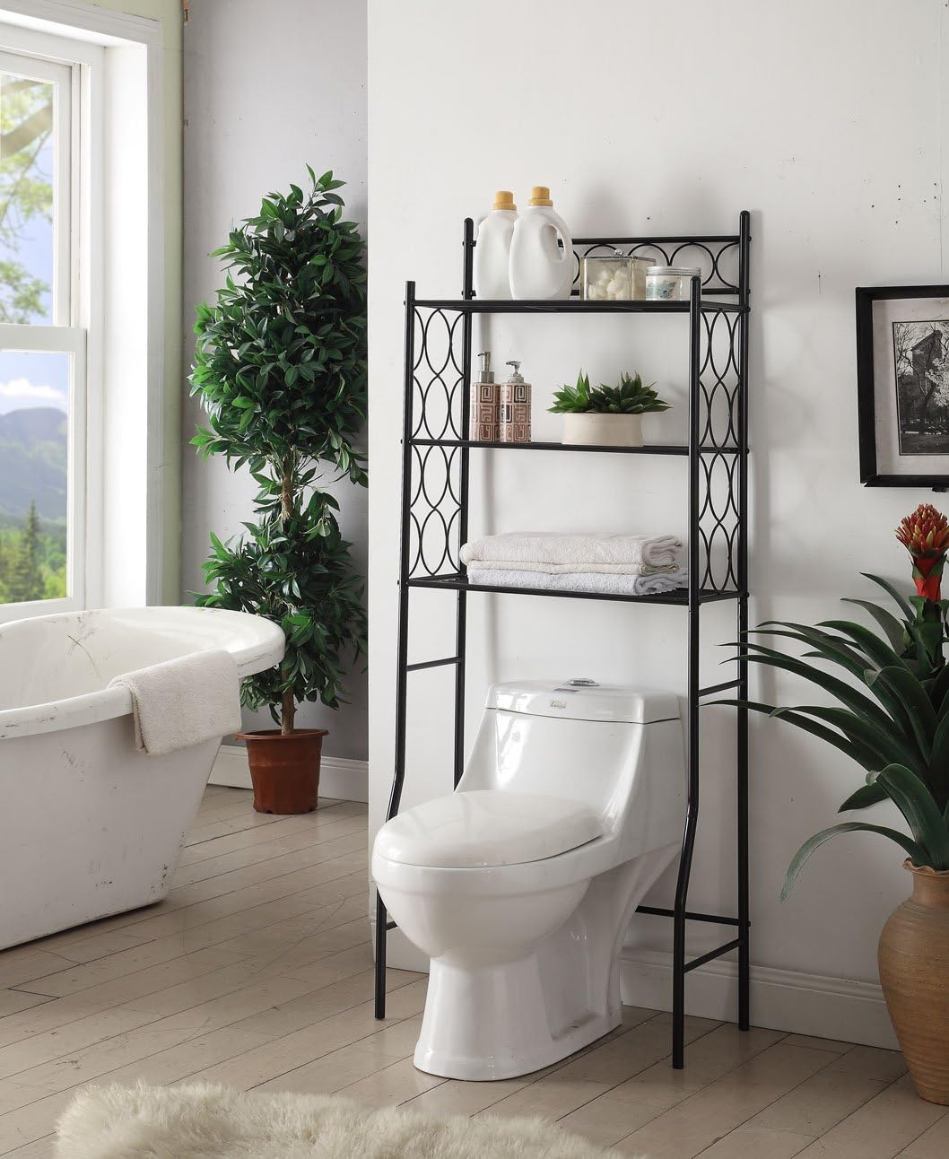 Black Metal 3shelf Bathroom Space Saver Storage Organizer Over the Rack Toilet