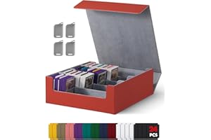UAONO Card Storage Box for Trading Cards, 2400+ MTG Commander Deck Box With 24pcs Colorful Divider, Card Case Fits for Magic TCG PTCG Game Cards (Red)