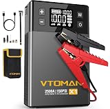 VTOMAN X1 Jump Starter with Air Compressor, Car Battery Jumper Starter (2500A, Up to 8.5L Gas/6L Diesel Engine) with 150PSI Auto Tire Inflator, 12V Portable Booster Pack, Lithium Jump Box Charger-Gray