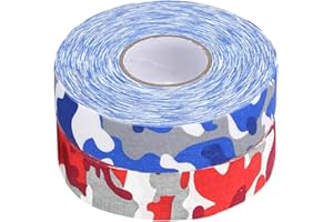MUSISALY Wear-Resistant Hockey Tape 2Pcs 2.5Cm X 25M Non-Slip Blue Red Camo for Ice Hockey Stick Protection