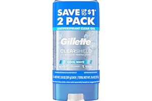 Gillette Antiperspirant and Deodorant for Men, 72hr Sweat & Odor Protection, Long Lasting Freshness, Anti-White Mark Technology, Clear Gel, Cool Wave Scent, 3.8 oz (Pack of 2)