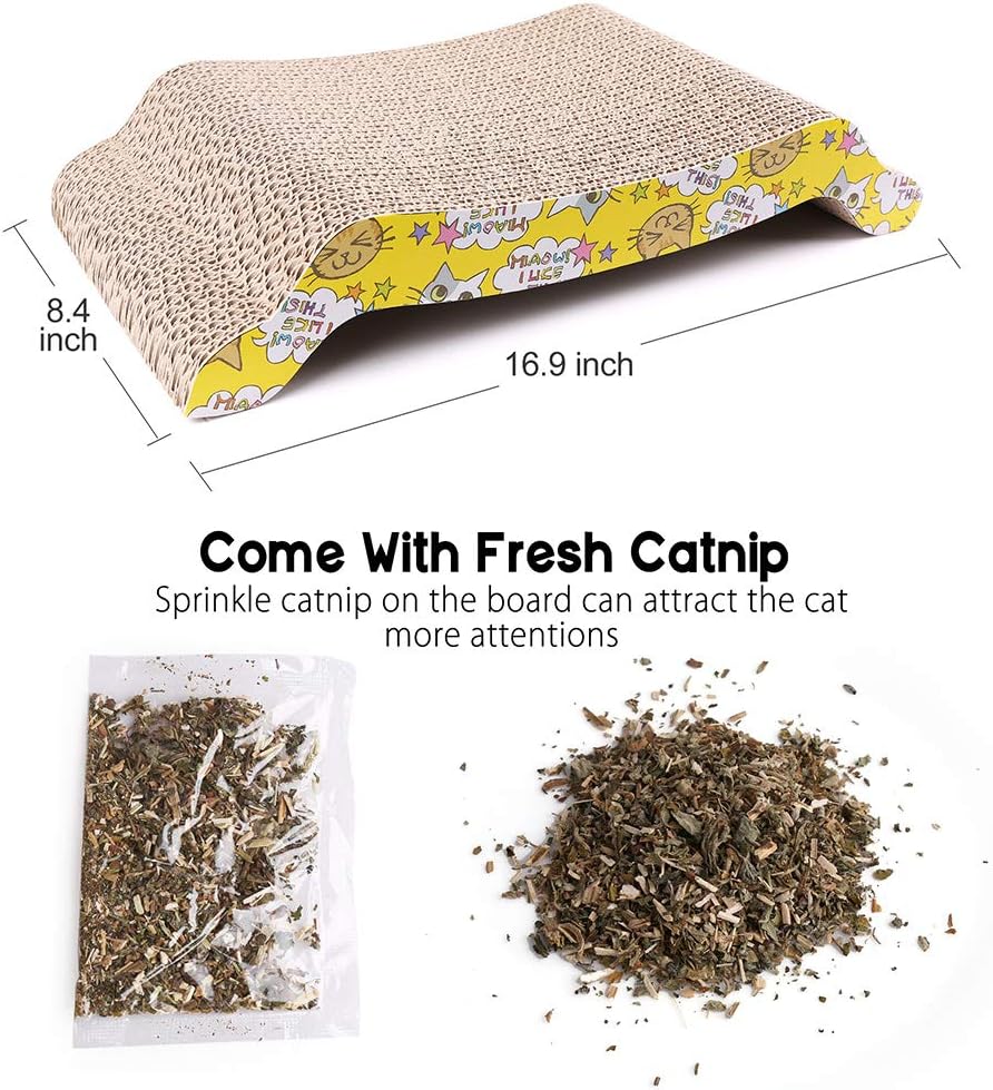 2 Pack Cat Scratcher Cardboard, Reversible Corrugated Cat Scratching Pad Replacement Scratcher Pad Lounge Sofa Bed  (Catnip Included) : Pet Supplies