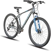 Hiland 27.5 inch Mountain Bike 21 Speeds, Lock-Out Suspension Fork, Aluminum 18 inch Frame Hydraulic Disc-Brake for Men Women Mens MTB Bicycle Adlut Bike