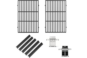 AJINTEBY Genesis Grill Replacement Parts 7524 7528 Grates 7621 7620 Flavorizer Bars for Weber Genesis 300 Grills with Front Controls Knobs, Genesis 300 310 330 E330 E310 S310 S330 EP330 S320 E320 Grill Parts
