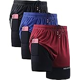 NELEUS Men's 2 in 1 Running Shorts with Liner,Dry Fit Workout Shorts with Pockets
