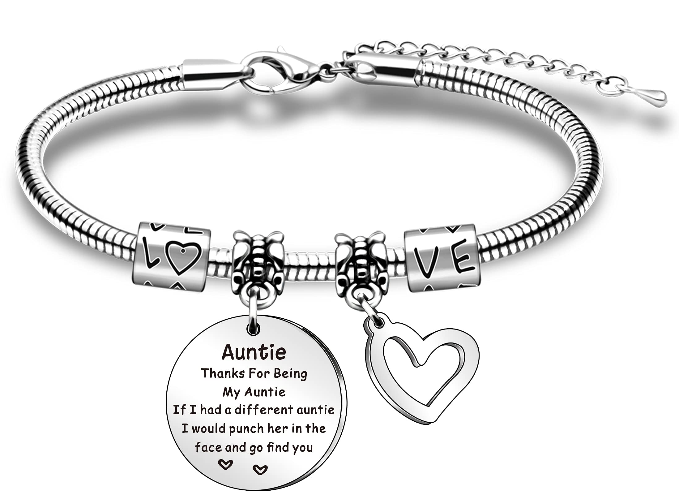 QMVMV Auntie Bracelet Gifts Thank You for Being My Aunt Bracelet Mother’s Day Gifts for Auntie Christmas Birthday Auntie Gifts from Niece Nephew