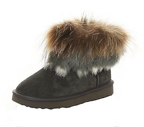 SKUTARI Wildleder Damen Winter Boots Warm Gefüttert Schlupf-Stiefel mit Stabile Sohle Weiche Fell