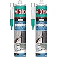 Akfix 900N Clear 100% Silicone Adhesive for Mirror (2x10.5 fl.oz.) - Solvent-Free Mirror Adhesive, Low Odor, Non-Corrosive, Durable, Fast Curing, Non-sag, Flexible Silicone Caulk | Clear, 2 Pack