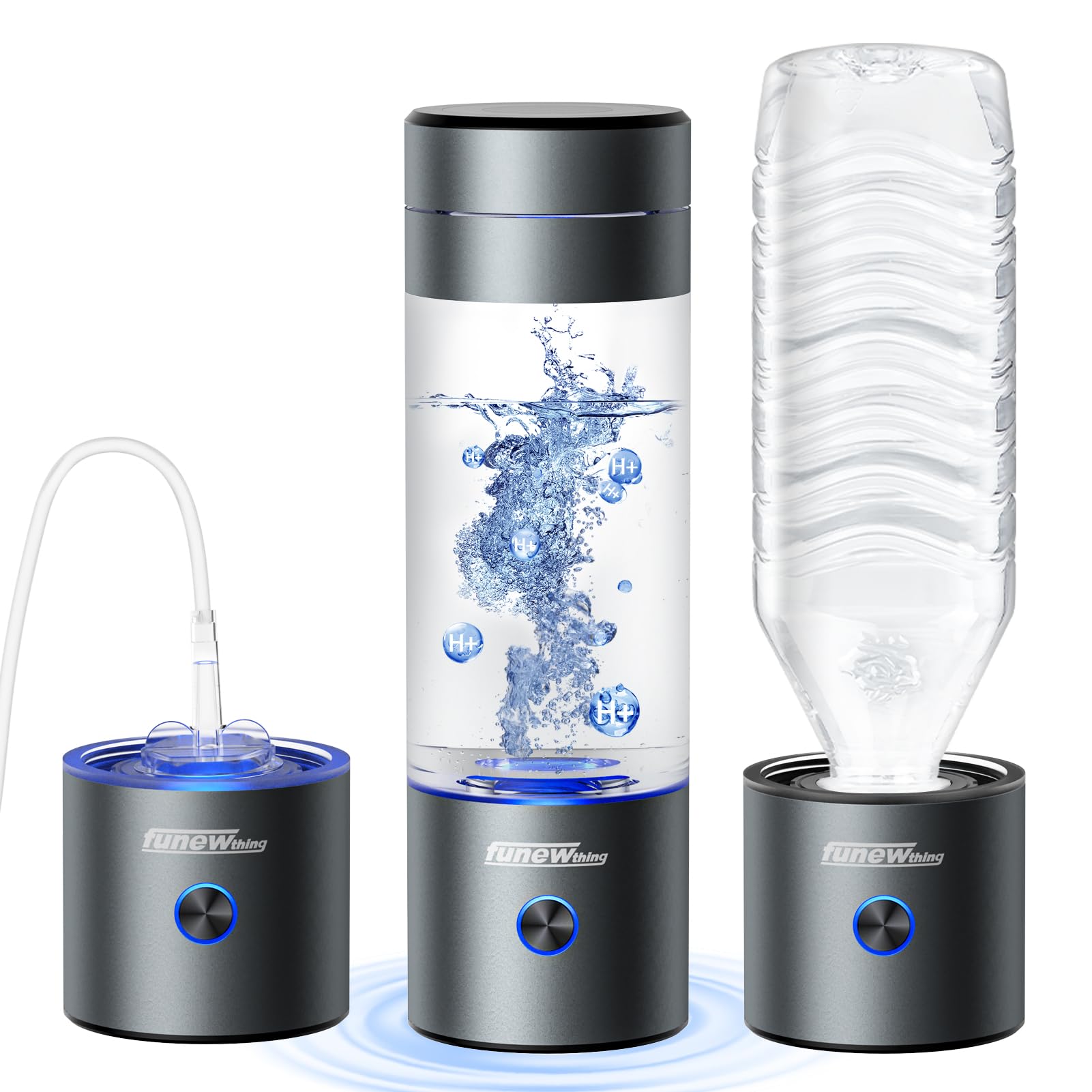 Photo 1 of Hydrogen Water Bottle Generator,5500ppb Portable Water Ionizer Machine with SPE/PEM Technology in 5-Minute Electrolysis, Rechargeable Hydrogen Rich Cu