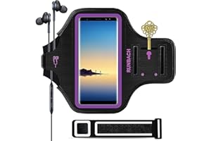 RUNBACH Galaxy Note 20/10+/9/8 Armband,Sweatproof Running Exercise Bag with Fingerprint Touch/Key Holder and Card Slot for Galaxy Note 20/10+/9/8(Purple)
