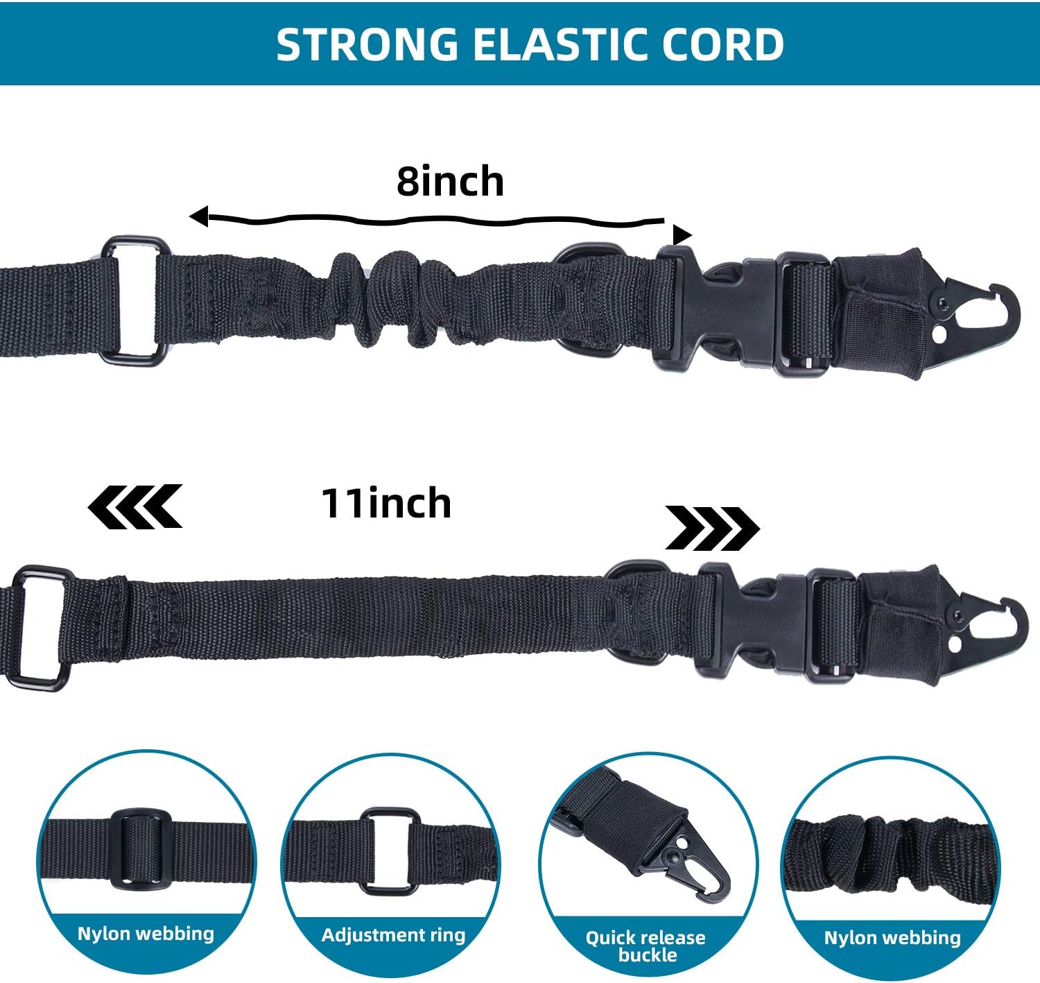 Budefull Two Point Rifle Sling, Length Adjustable Premium QD Tactical Strap, 2-Point Shotgun Slings with Metal Hook, Quick Detach with D Ring Loop for Outdoor Hunting, Black : Sports & Outdoors