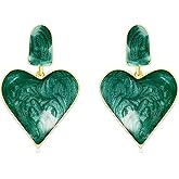 Handmade Heart Dangle Drop Earrings for Women Girls Colorful S925 Sterling Silver Post Love Geometric Aesthetic Statement Earrings for Women Gift for Her