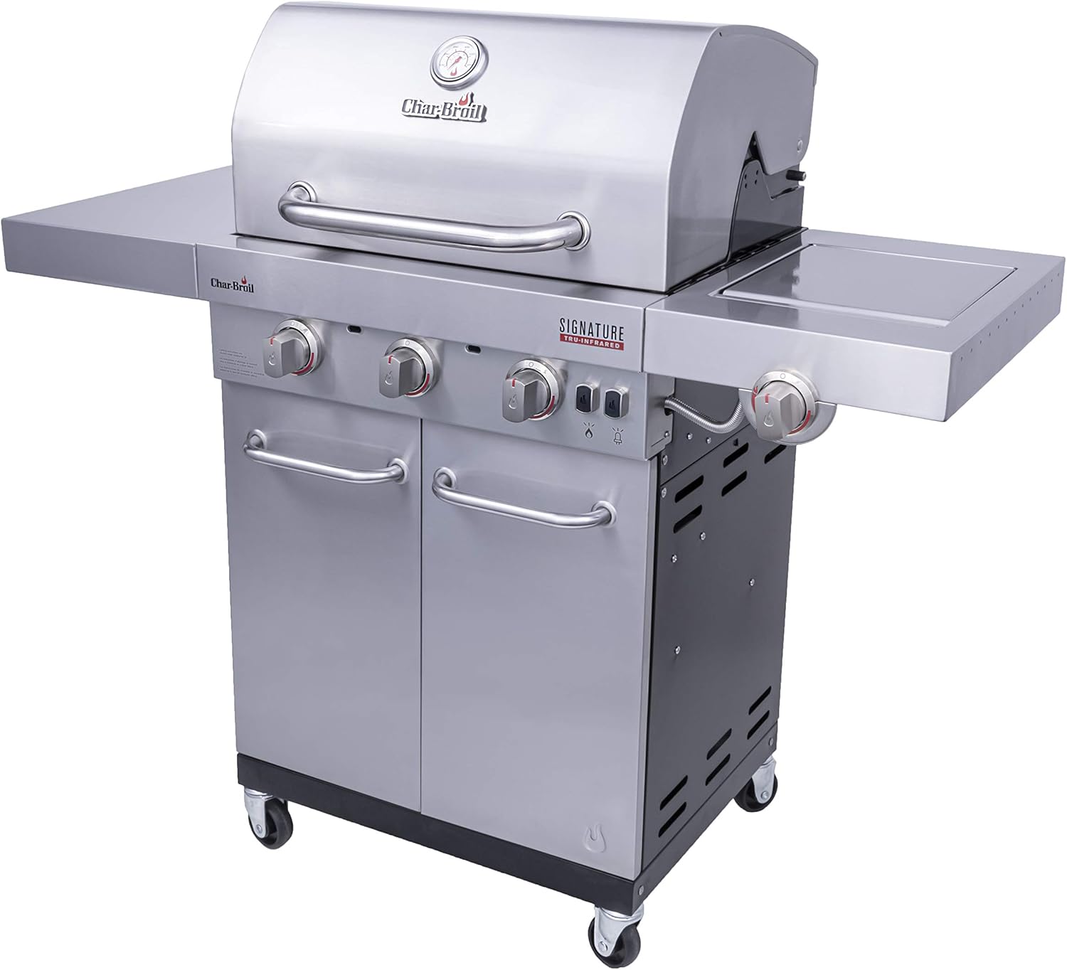 review Char-Broil 463342620 Signature TRU Infrared 3-Burner Cabinet Style Gas Grill, Stainless Steel