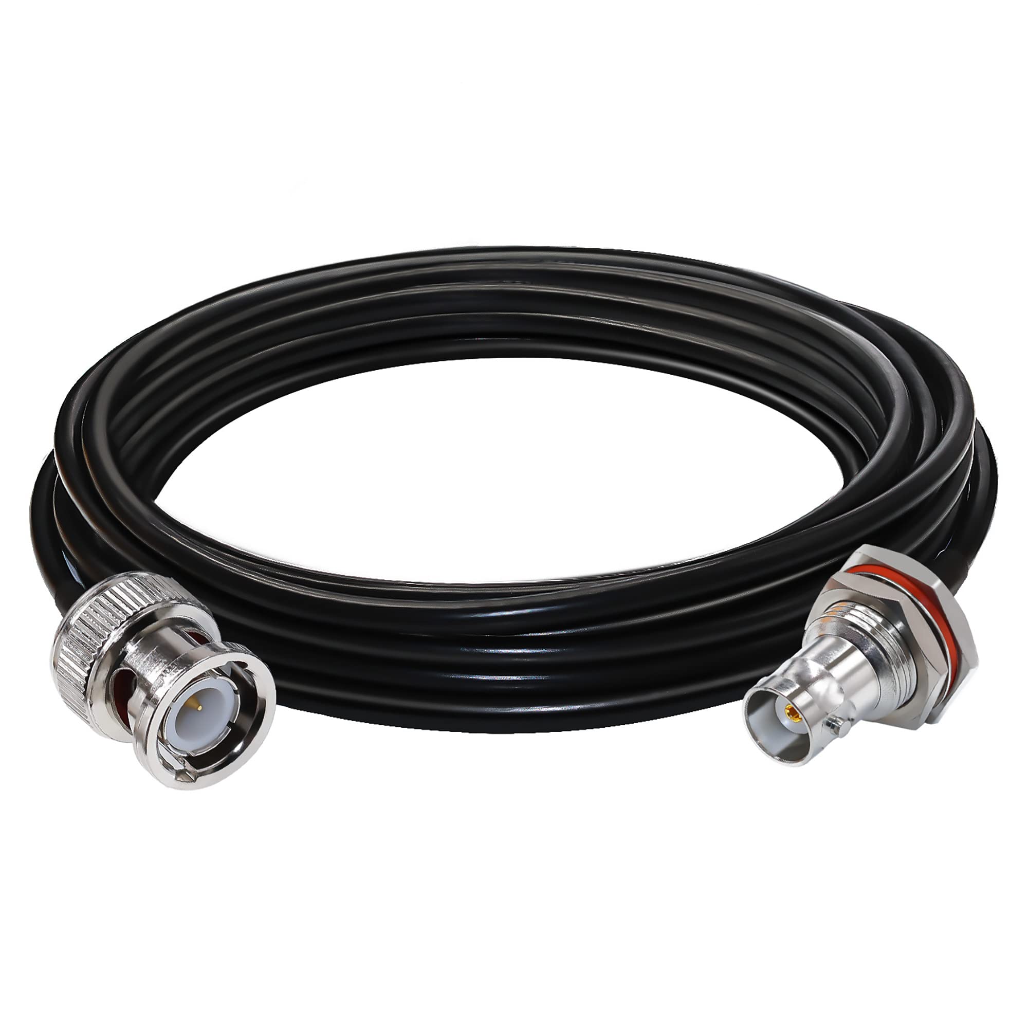 TUOLNK BNC Jumper Cable RG58 - BNC Male to Female Bulkhead, 50 ohm, 16.4ft (5M), Low Loss Coax Cable for HAM Radio, CCTV, WiFi Antenna Extension