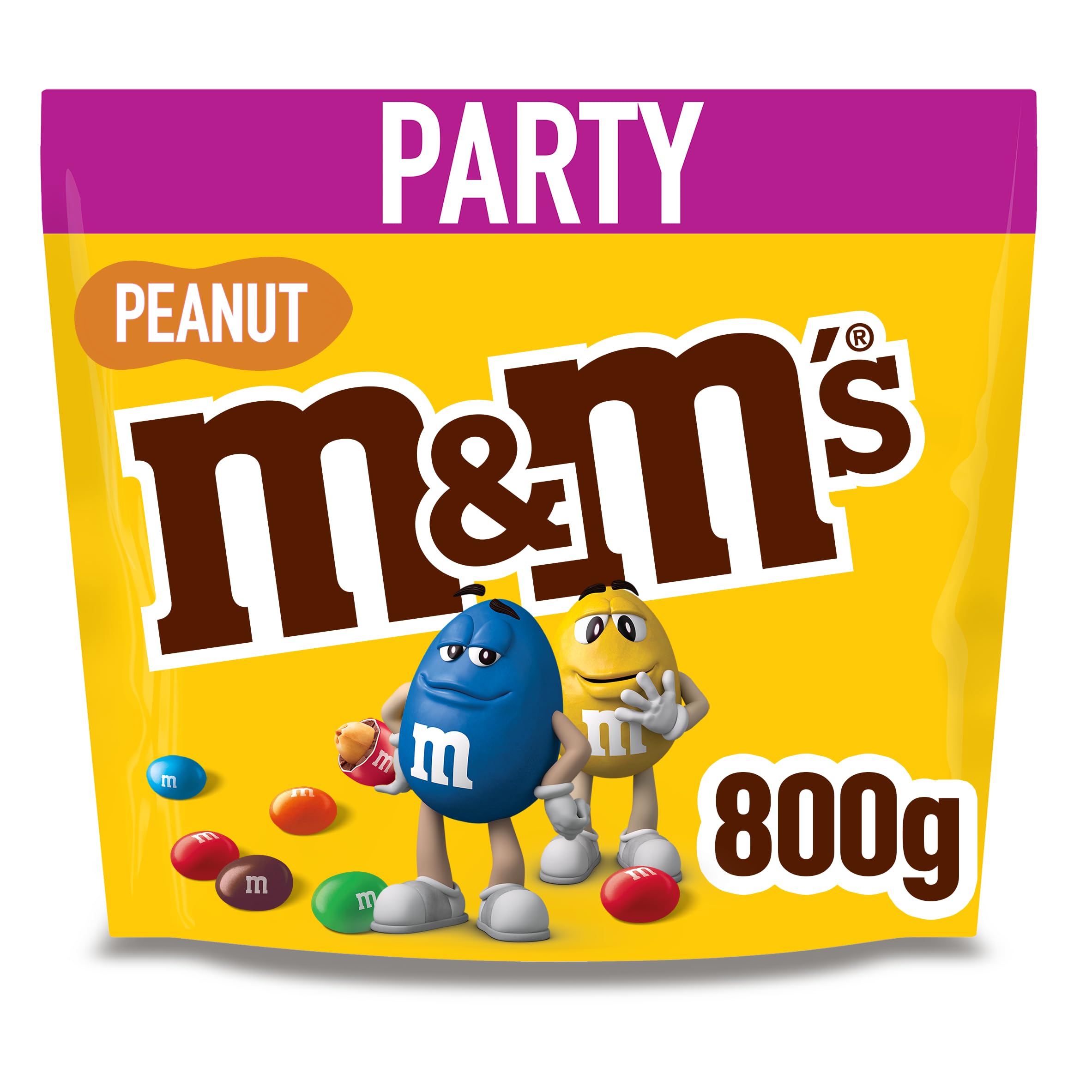 M&M’s Peanut Großpackung Schokolade, Knackige Schokolinsen mit bunter Zuckerhülle als Süßigkeiten, Party-Mix, 1 x 800 g, Für Weihnachten oder als Adventskalender Süßigkeiten