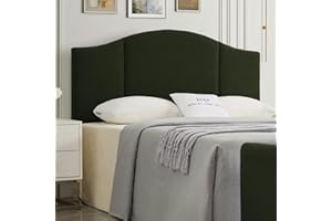 24KF Middle Century Upholstered Foldable Headboard Queen Headboard,Modern Boucle Teddy Fabric Headboard Queen/Full headboard 6033-Q-Dark Green