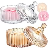 Tioncy 4 Pcs Large Body Powder Puff and Container Extra Large Body Powder Puff Dish Soft Washable Reusable Fluffy Makeup Sponge Wet Dry(Simple,Clear and Amber)