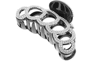 FRCOLOR Rhinestones Claw Clip: Strong Hair Clamp Jaw Clip Pin for Thick Hair - Black, 12x2.5x5cm, 1 Count