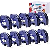 Hehua 91330 10697 Label Maker Tape Refill 10PK, Compatible with Dymo Refills 12mm x 4m 1/2 x 13 Black on White Paper Work with Letra Tag Label Maker LT-100H 100T 110T 200B QX50 XM 2000