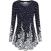 BAISHENGGT Women's Casual Long Sleeve Tunic Tops for Leggings V-Neck Blouse T-Shirt
