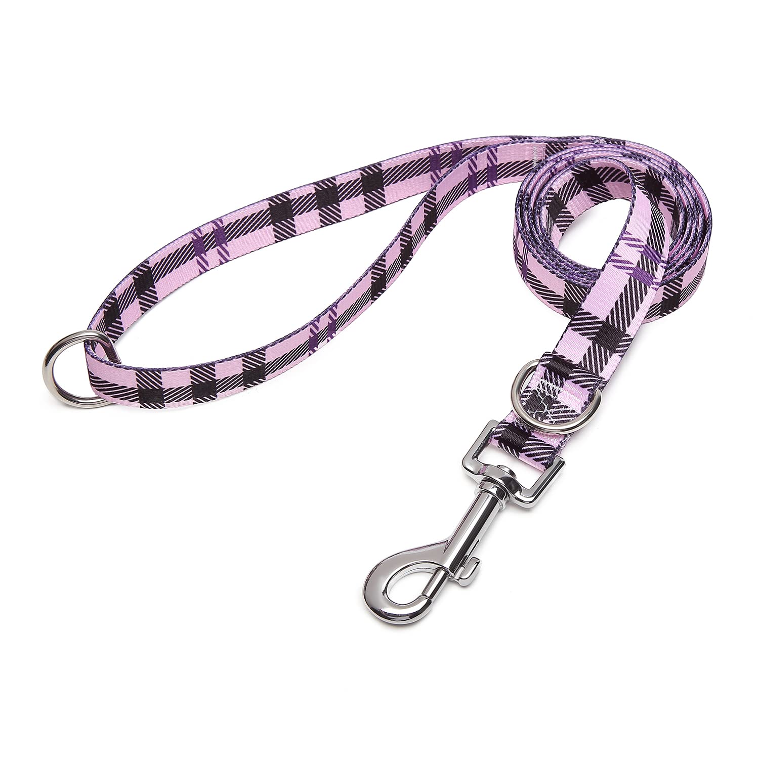 Suredoo Soft Nylon Dog Lead Leash with Colorful Patterns, Comfortable Strong Dog Training Walking Lead Leashes with 2 D-ring for Small Medium Large Dogs, (Purple Plaid)