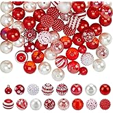 PH PandaHall 99pcs 20mm Valentine Rhinestone Bubblegum Beads for Pens, Acrylic Chunk Beads Crystal Bead Craft Bead with Bells for Jewelry Making Necklace Bracelet DIY Craft Holiday Party Supplies