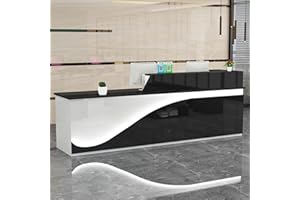ZXLBTNB Reception Desk, Front Counter Desk with Lockable Drawer,Modern Retail Counter for Checkout,Computer Workstation for Clothing Store,Beauty Salon and so on 23.62" Dx62.99 Wx39.37 H K-R