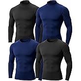 Coume 4 Pack Men's Compression Shirts Long Sleeve Athletic Workout Sports Undershirt Base Layer Top Winter Sports Gear