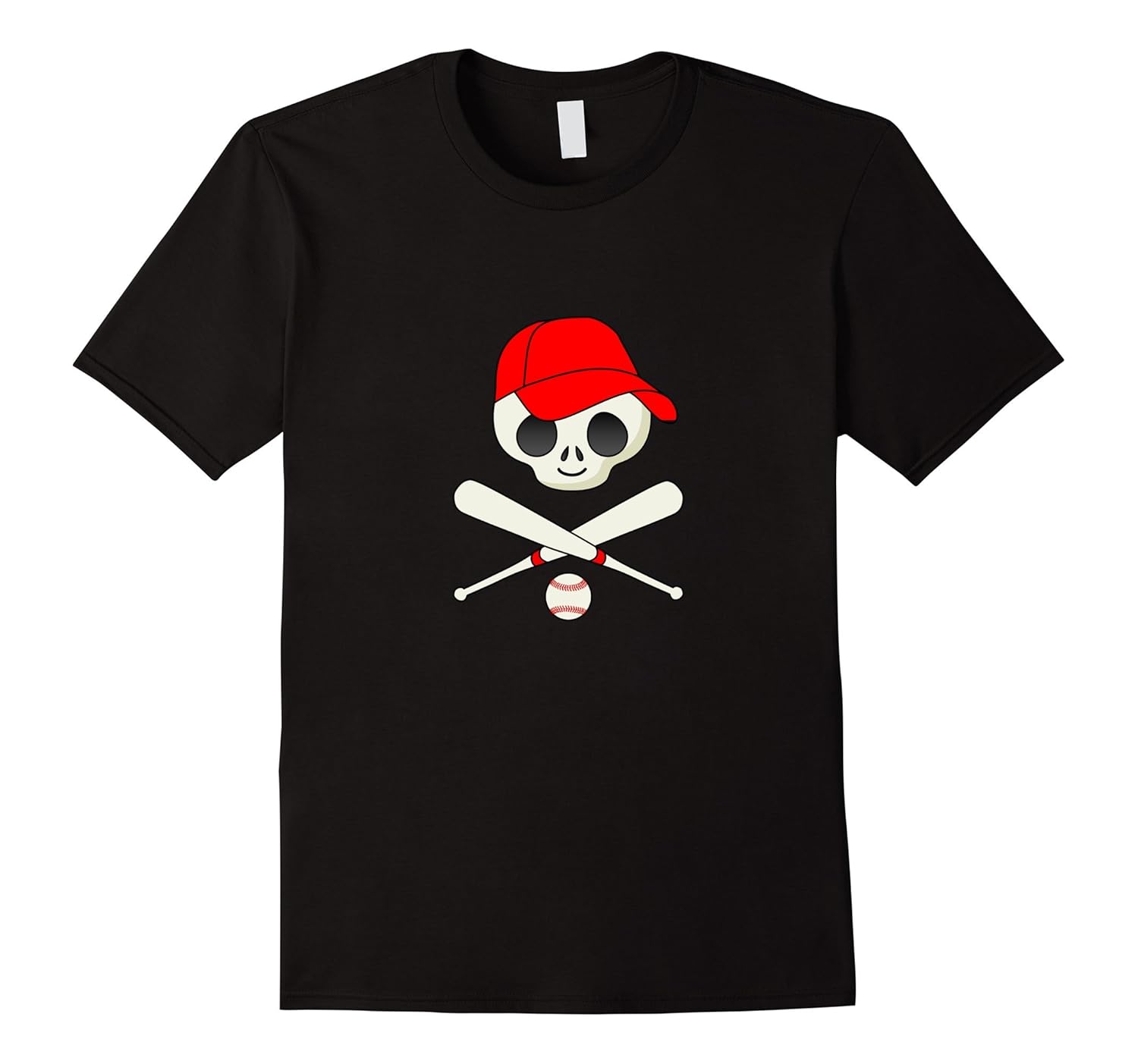 Baseball Jolly Roger Pirate tshirt funny skull cross-bats-TD – Teedep