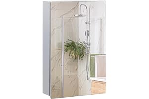 kleankin Bathroom Mirror Cabinet, 15" x 24" Metal Medicine Cabinet, Wall-Mounted Bathroom Cabinet with Hinged Door and Storag