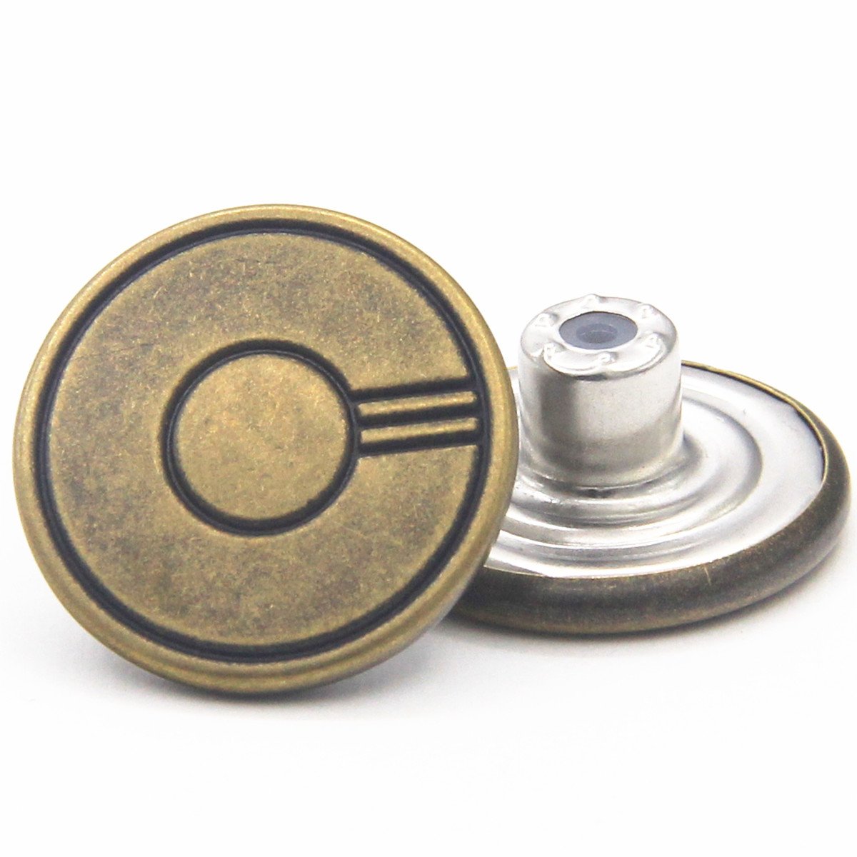 20mm Hammer on Jeans Buttons Kit Brass Buttons Replacement, 12 Sets